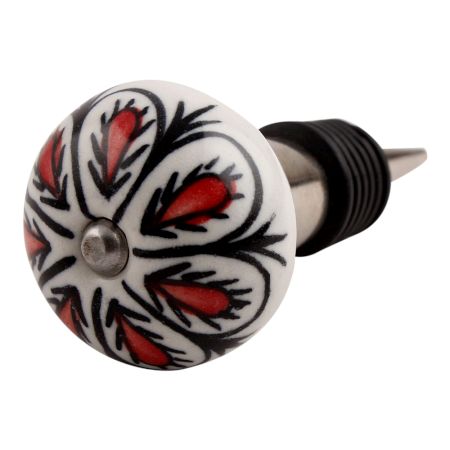 Red Black Drop Ceramic Wine Stopper (Pack Of One Piece)